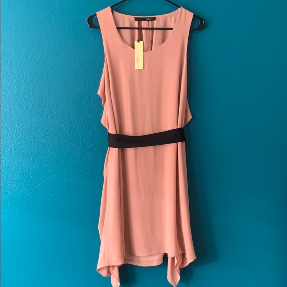Belted backless cocktail dress